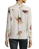 Devitri Floral-Print Silk Blouse