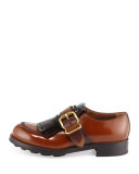 Kiltie Fringe Single-Monk Oxford Shoe, Tabacco/Black 