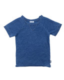 Short-Sleeve Distressed Raglan Tee, Medium Stonewash, Size 2T-7