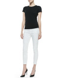High-Rise Cropped Skinny Jeans, White