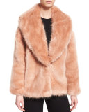 Faux-Fur Mixed-Media Cardigan, Desert