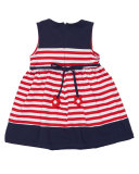 Sleeveless Striped Stretch Jersey Dress, Blue/Red, Size 2-6