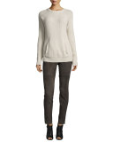Long-Sleeve Wool-Blend Pullover, Oatmeal