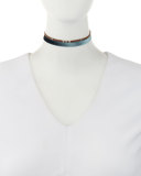 Two-Piece Leather & Velvet Choker Necklace Set