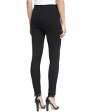 Trina Zip-Pocket Slim-Leg Pants, Black