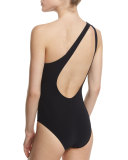 One-Shoulder Slash Solid One-Piece Swimsuit