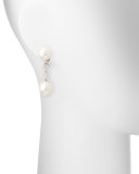 South Sea Pearl Button & Diamond Drop Clip/Post Earrings