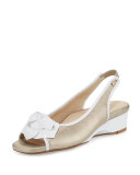 Karlos Flower Demi-Wedge Sandal, Quartz/White