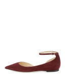 Lucy Suede Half-d'Orsay Flat, Bordeaux