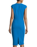 Cap-Sleeve Crewneck Sheath Dress, Wave