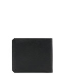 Textured Saffiano Leather Double Billfold, Black
