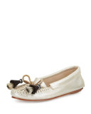 Lois Horsehair Tassel Moccasin, Silver/Black