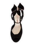 Raye Bow Suede Platform Sandal, Black