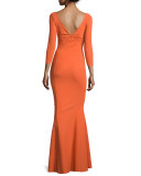 Custom Collection: Saturnnia 3/4-Sleeve Twist-Front Long Gown