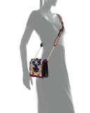 Embroidered Floral Flap Crossbody Bag, Natural/Red/Blue