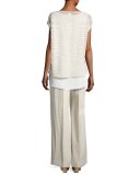 Kenmare Havana Herringbone Wide-Leg Linen Pants, Multi