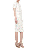 Boulder-Print Midi Pencil Skirt, Cream