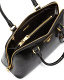 Saffiano Double-Handle Small Trapezoid Tote Bag, Black (Nero)