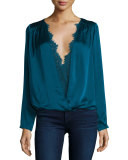 Maris Surplice Lace-Trim Top, Marine