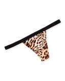 Cheyenne Leopard-Print G-String, Vindemia/Black