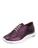 ZeroGrand Metallic Wing-Tip Oxford Sneaker, Elderberry/Optic White