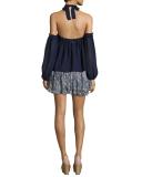 Marion Tiered Mini Skirt, Blue