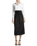 Zetra Bracelet-Sleeve Blouse, White