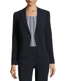 Stretch-Wool One-Button Jacket, Midnight