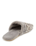 Faux-Shearling Slide Slipper, Snow Leopard