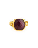 Elements 24k Gold Constantine Ruby & Diamond Ring, Size 6.5