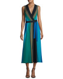 Penelope Colorblock Wrap Silk Jersey Maxi Dress