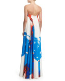 Strapless Printed Trapeze Gown 