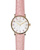 Agnes Varis 32mm Alligator Strap Watch with Amethysts 