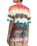 Oversized Tie-Dye Crewneck Tee, Green Pattern