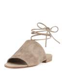 Damon Flat Lace-Up Slide Sandal, Woodsmoke