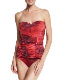 Poppy Floral V-Wire Bandini Swim Top, Red