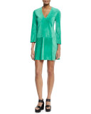 3/4-Sleeve V-Neck Shift Dress