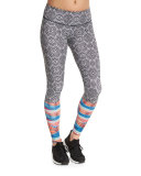 Graphic Long Sport Leggings, Tribal Effect