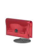Anouk City Small Leather Envelope Clutch Bag, Scarlet Metallic