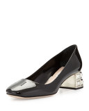 Decollete Patent Jewel-Heel Pump, Nero