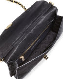 Kira Leather Envelope Clutch Bag, Black