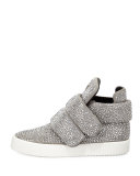 Men's Crystal-Studded High-Top Sneaker, Gray