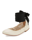 Fallon Lace-Up Ballerina Flat, Modern Ivory