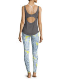 Sculpt Cutout-Back Ribbed Tank, Dark Heather Gray