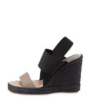 Jamie Elastic Espadrille Wedge Sandal, Alabaster/Black