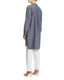 Sleeveless Cross-Dye Linen Tank 
