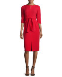Jolie 3/4-Sleeve Tie-Waist Dress, Plus Size