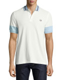 Colorblock Pique Polo Shirt, White