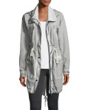 Snap-Front Hooded Anorak Jacket, Gray