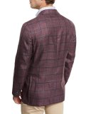 Hanatoro Windowpane Sport Jacket, Burgundy